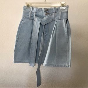 Light wash denim mini skirt